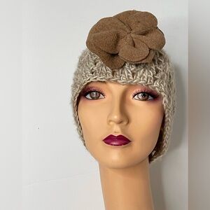 Charming Charlie Crochet Flower Hat One Size